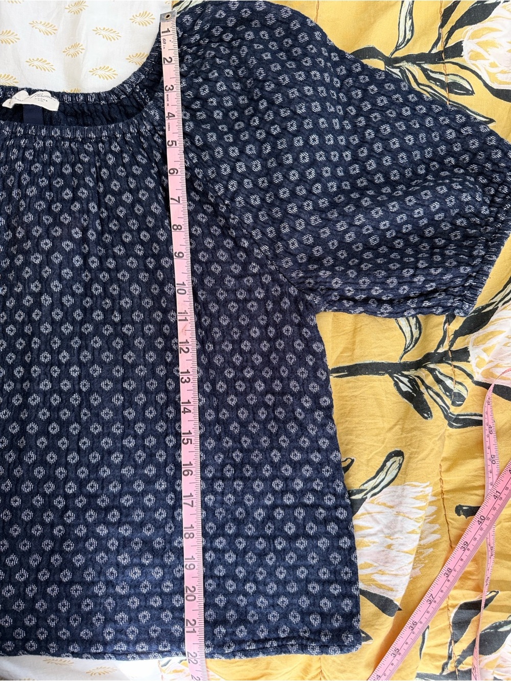 Navy peasant blouse 100% cotton - Picture 3 of 6